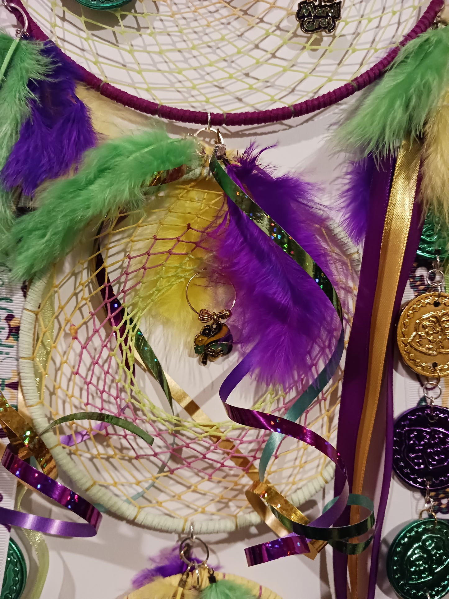 Mardi Gras Dream Catcher - Handcrafted by Tabu