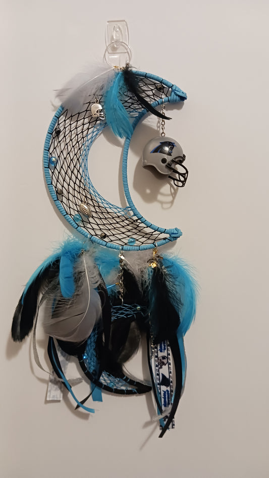 Carolina Panthers Halfmoon Dream Catcher - Handcrafted by Tabu