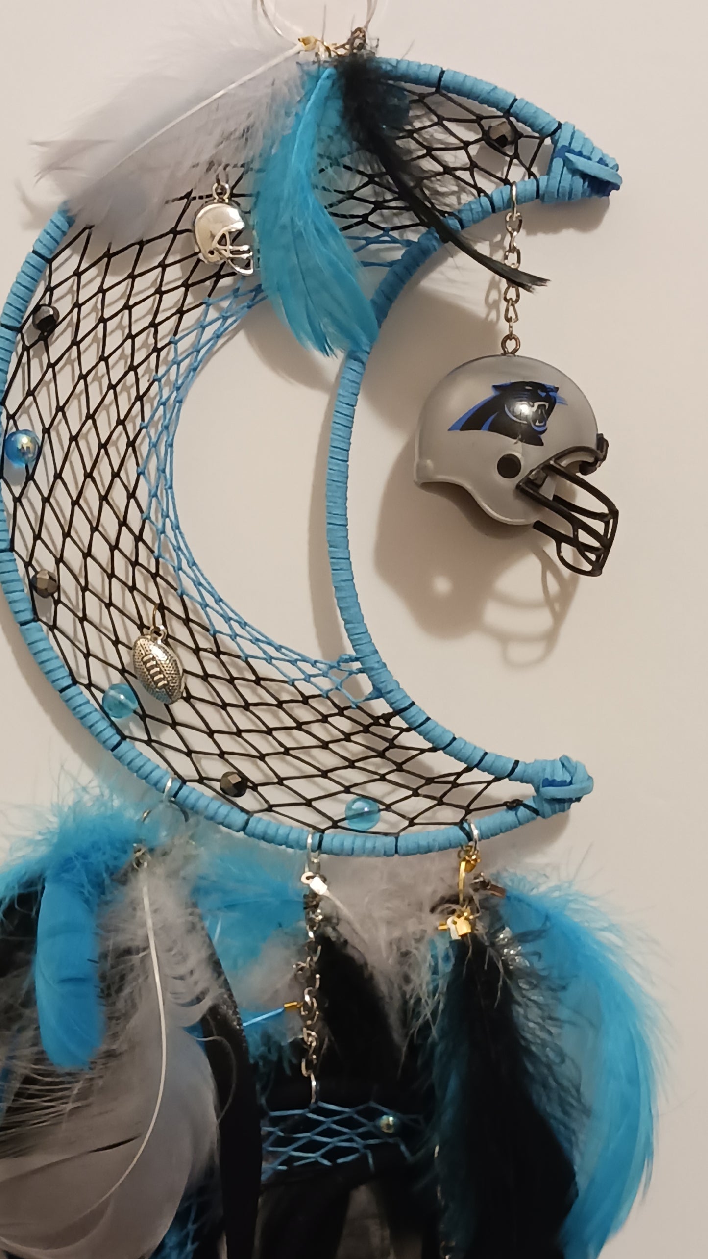 Carolina Panthers Halfmoon Dream Catcher - Handcrafted by Tabu