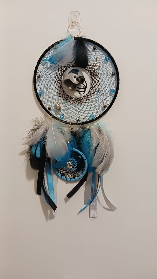 Carolina Panthers Full Moon Dream Catcher - Handcrafted by Tabu