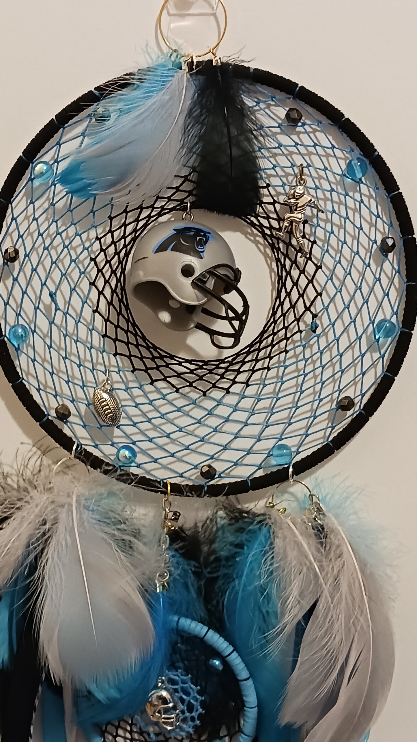 Carolina Panthers Full Moon Dream Catcher - Handcrafted by Tabu