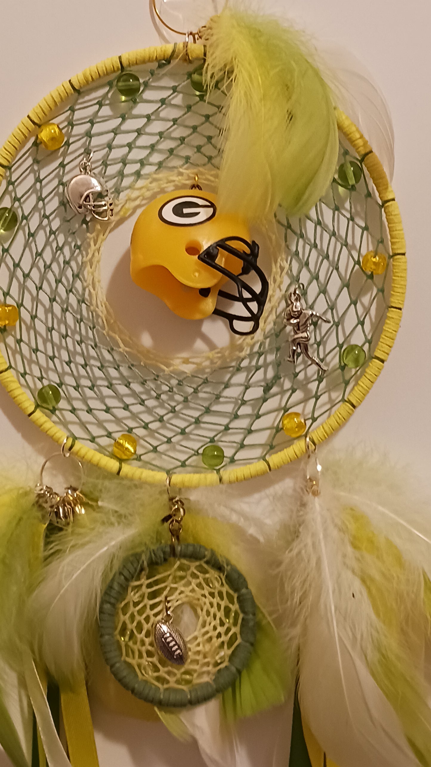 Green Bay Packers Yellow Dream Catcher - Handcrafted by Tabu