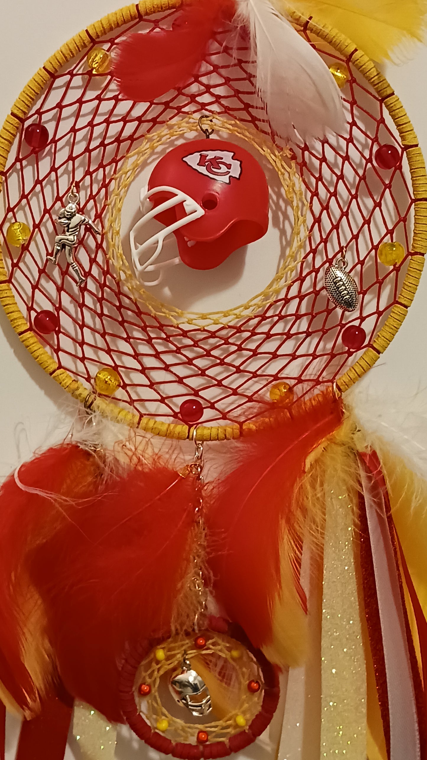 Kansas City Chiefs Yellow Dream Catcher - Handcrafted by Tabu