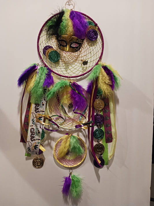 Mardi Gras Dream Catcher - Handcrafted by Tabu